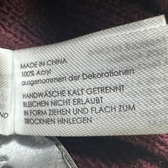 Michael Kors Knit Logo Beanie Mens OS Burgundy MK Patch Minimalist Winter - Picture 5 of 5